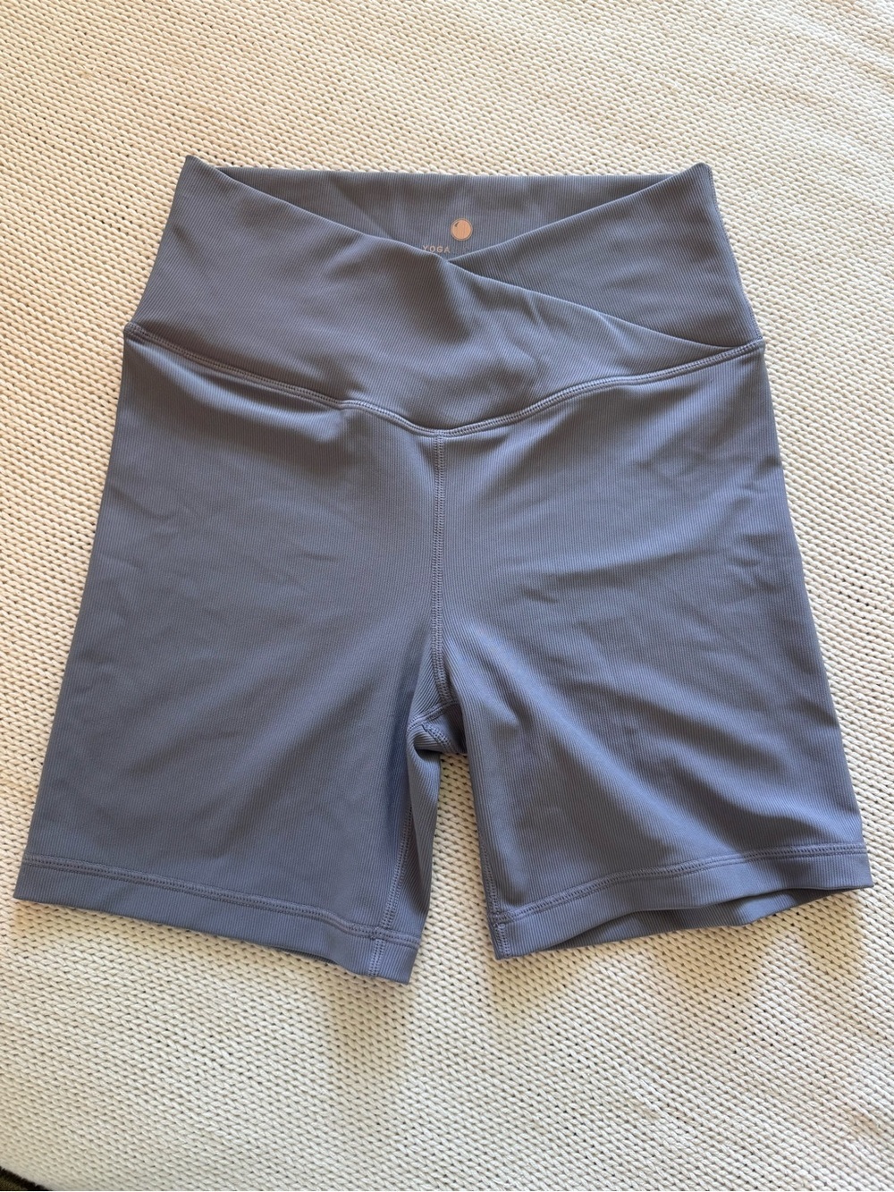 Yogalicious Ribbed Crossover High-Waist Bike Shorts - periwinkle size XL